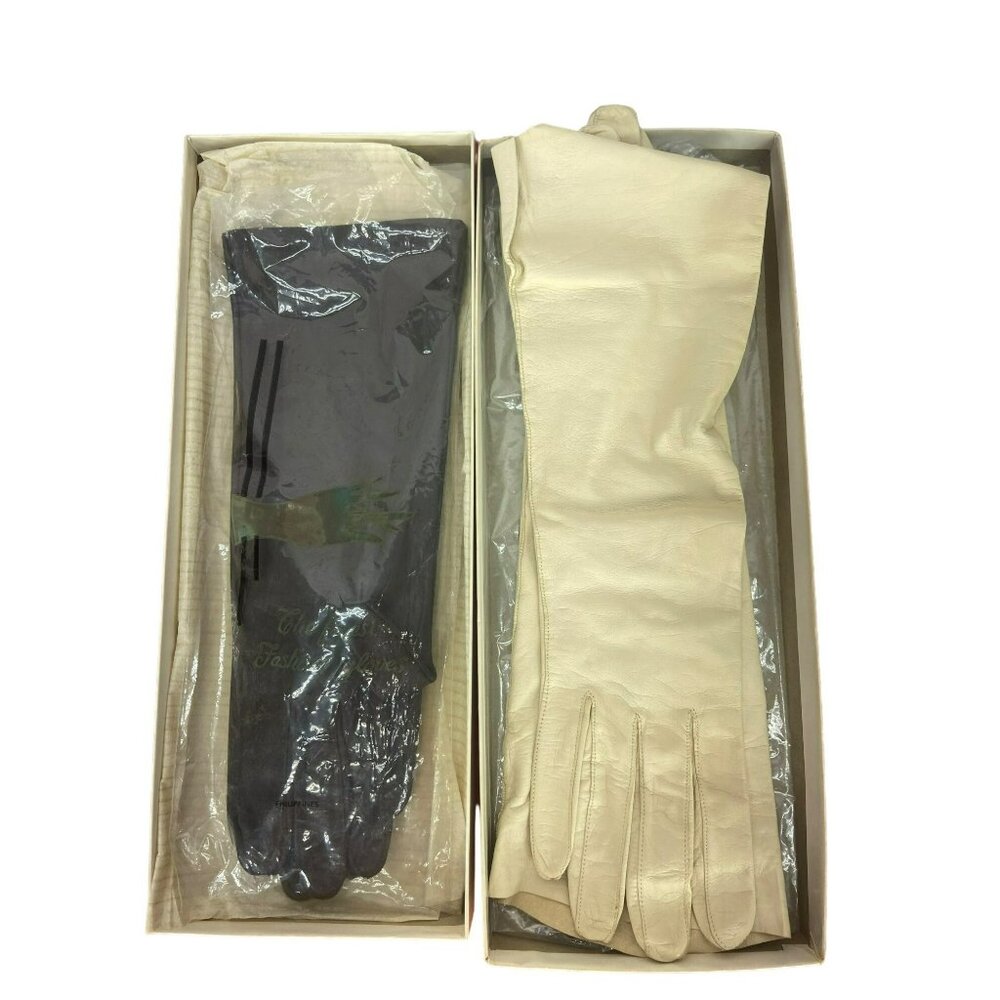 Vintage Hudson's Dept Store Boxed Set Of Black And White Gloves‎